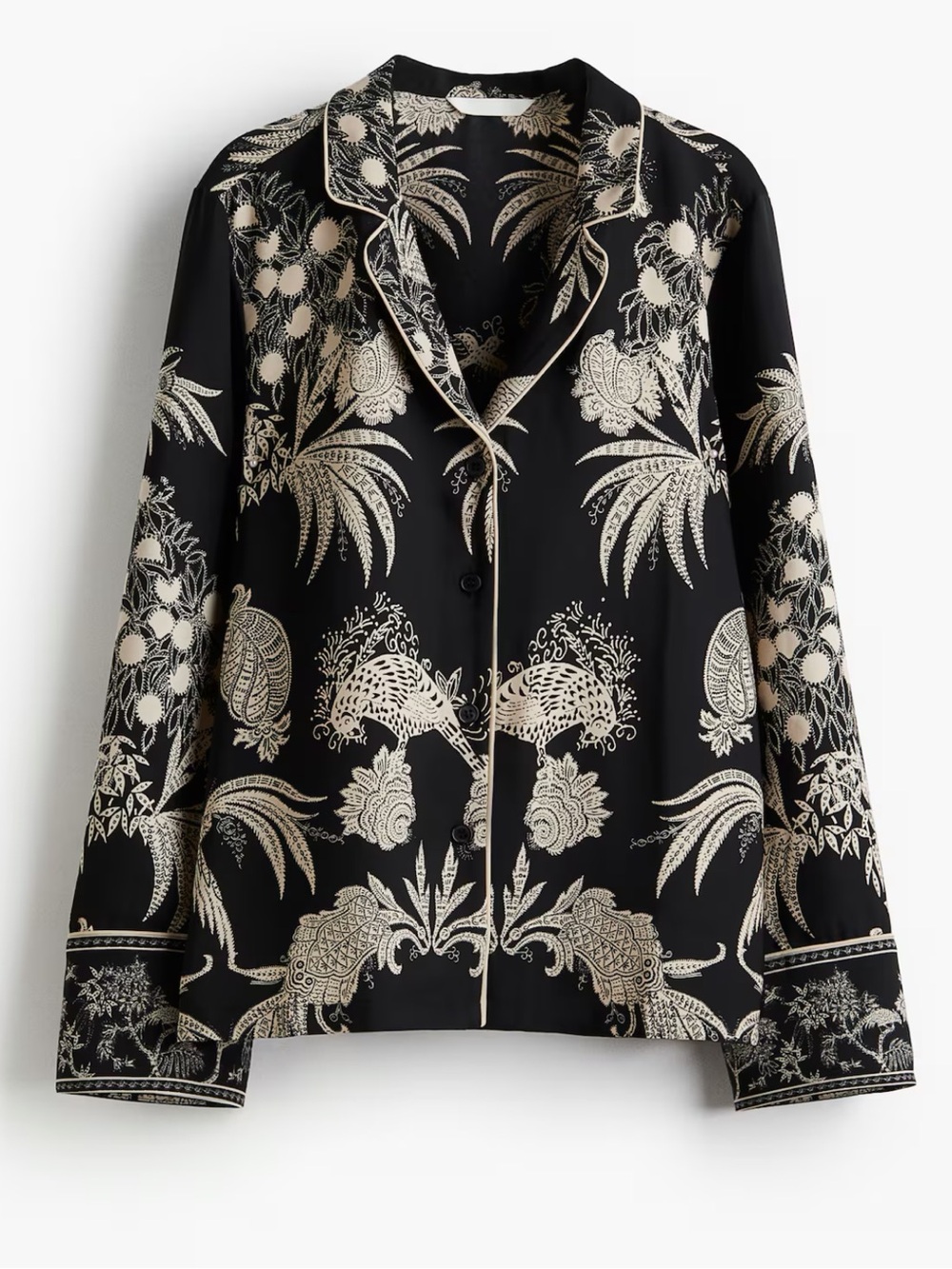 H&M Black and Beige Printed Button-Down Shirt